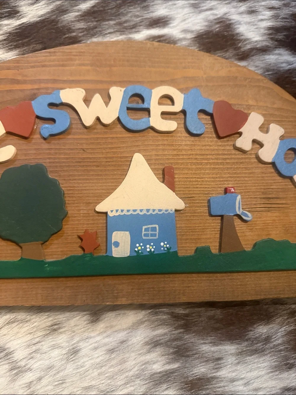 Home Sweet Home Wooden Wall Decor - Blue & Green
